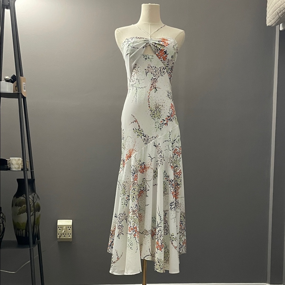 Equipment Femme White Alani Floral Print 100% Silk Slip Dress